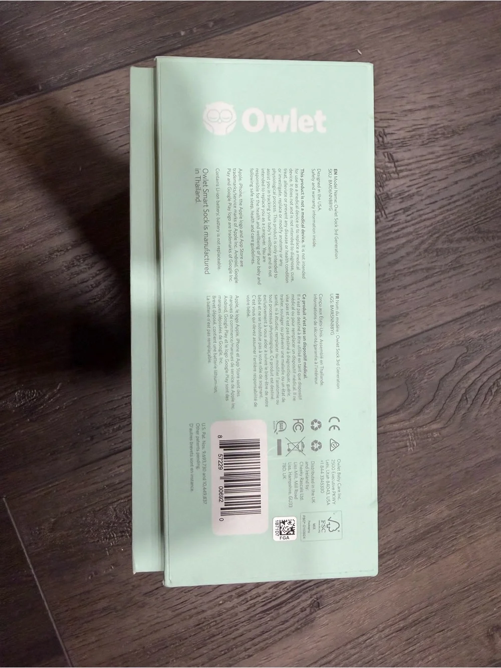Owlet Mint Green Baby Monitor Sensor and Charging Base